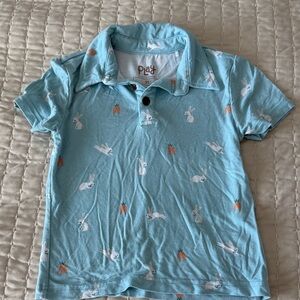 Little Sleepies Light Blue Bunny and Carrot Polo
